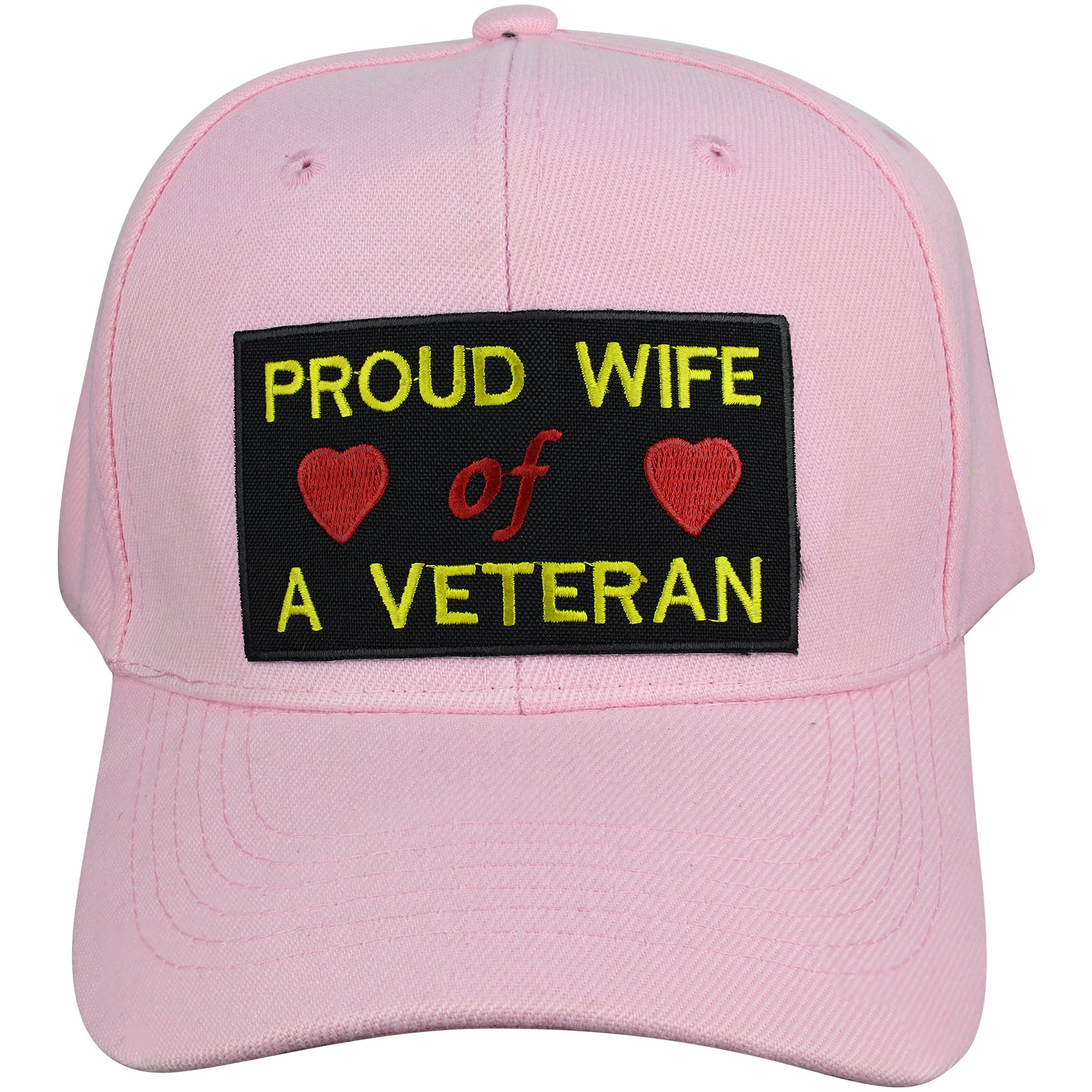 US Veteran Wife Military Cap - Pink, Embroidered Logo "Proud Wife of A Veteran" Adjustable One Size Cap | Military Hats & Pins