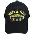 Women Veterans "It's Time to Honor & Support Them" - Black Embroidered Military Cap - Adjustable One Size | Military Hats & Pins